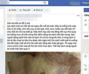 1 Facebooker bị triệu tập vì tung tin sai về dịch lợn
