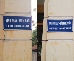 Khẩu hiệu trường học cực đanh thép được dịch 'word-by-word' sang tiếng Anh khiến dân mạng cười bò