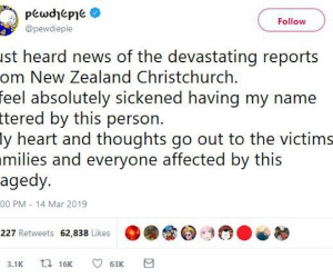 PewDiePie lên tiếng sau khi bị kẻ xả súng tại New Zealand nhắc tới trong lúc livestream