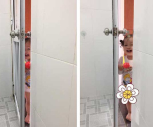 Mẹ trẻ kể khổ khi con nhỏ theo vào tận WC, ai ngờ dân mạng lại bị 'đốn tim' vì sự dễ thương của cô bé