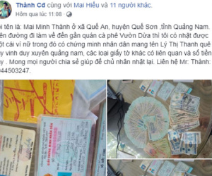 Nhặt được gần 50 triệu đồng, lên Facebook tìm chủ nhân trả lại