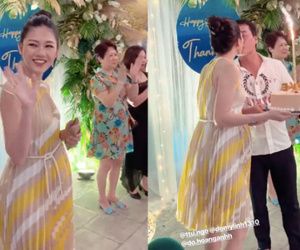 Á hậu Thanh Tú vô tư để lộ bụng bầu trong bữa tiệc sinh nhật hoành tráng bên chồng đại gia