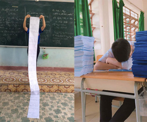 Loạt ảnh chụp đề cương mùa thi khiến hội học sinh 'phát ớn': Bên thì dài cả mét, bên thì chất cao như hồ sơ vụ án chục năm chưa được giải quyết