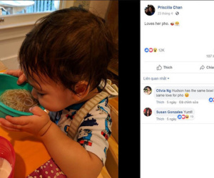 Vợ Mark Zuckerberg khoe ảnh con gái ăn phở