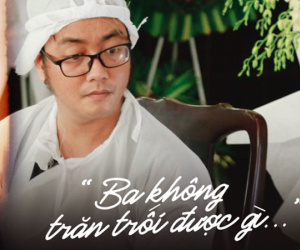 Con trai út của cố nghệ sĩ Lê Bình bần thần nhìn di ảnh cha, tiết lộ lý do hỏa thiêu, thả tro cốt xuống biển