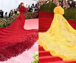 Váy 'trứng rán' của Rihana năm nào bất ngờ tìm thấy 'người anh em' tại Met Gala 2019