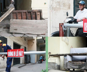 Video: Barie chặn xe máy bất ngờ 'mọc chình ình' giữa ngách phố Hà Nội
