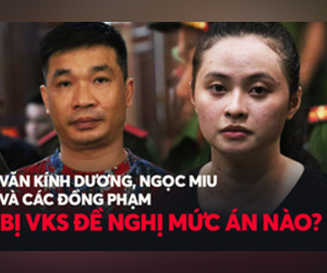 Toàn bộ tội danh cùng mức án mà ông trùm ma tuý Văn Kính Dương, hotgirl Ngọc Miu và các đồng phạm bị VKS đề nghị xử phạt
