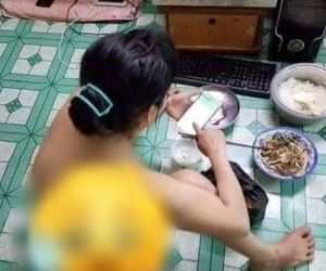 Bức ảnh cô gái khỏa thân ngồi ăn cơm cho tiết kiệm điện dưới tiết trời nắng nóng 40 độ gây sốc, một chi tiết bị soi nhiều nhất