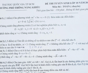 Đề thi Toán chuyên vào lớp 10 trường Phổ thông Năng khiếu có sai sót