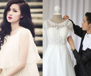 Hé lộ váy cưới đính hơn 3000 viên pha lê của Tâm Tít