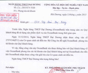 Phong tỏa tài khoản của Tập đoàn Đại Dương
