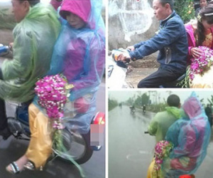 Hình ảnh về đám cưới độc đáo, giản dị giữa trời mưa lạnh