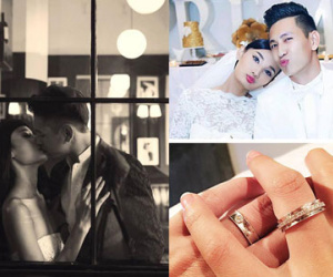 Vợ chồng Lê Thúy khoe nhẫn cưới lấp lánh
