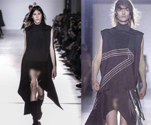 Sốc với hình ảnh mẫu nam "cởi truồng" tại show diễn Rick Owens