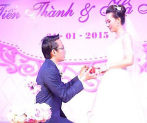 Ảnh cưới của cặp đôi có chú rể biến mất khi trao nhẫn