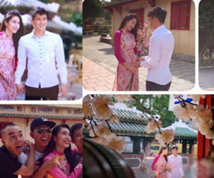 Công Vinh và Thủy Tiên đẹp mơ màng trong hậu trường ảnh Tết