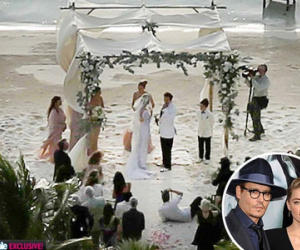 Lộ ảnh đám cưới lãng mạn của Johnny Depp và vợ lưỡng giới trên đảo