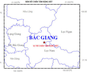 Động đất 2,9 độ richter tại Bắc Giang