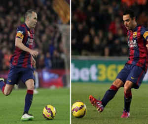 Iniesta và Xavi chỉ đá 11 phút cùng nhau trong 14 trận