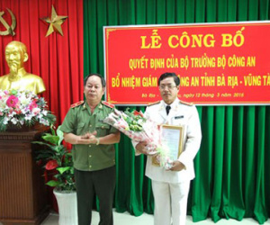 Bổ nhiệm Giám đốc Công an tỉnh Bà Rịa-Vũng Tàu
