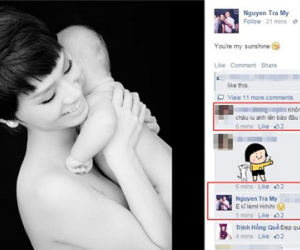 Trà My Idol khoe ảnh bán nude bên con trai 4 tháng tuổi