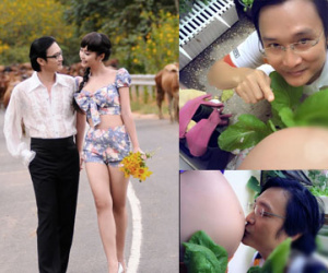 Nguyễn Nhất Huy khoe ảnh hôn bụng bầu Lê Kiều Như "gây sốt"