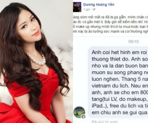 Dương Hoàng Yến bức xúc vì bị gạ tình 8000 USD trắng trợn