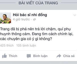 Fanpage “Hỏi bác sĩ nhi đồng” của bác sĩ Khanh bị phá ?