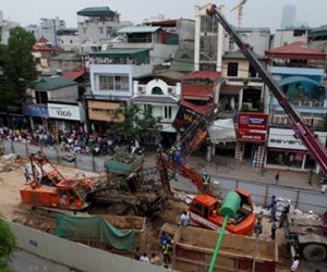 Thi công trở lại tuyến Nhổn-ga Hà Nội sau vụ sập cần cẩu