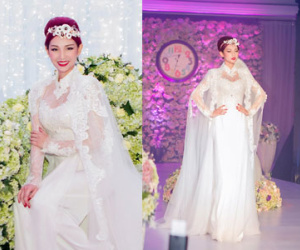 Quỳnh Chi mặc váy cưới sau ồn ào ly hôn