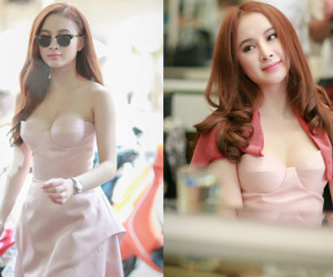 Angela Phương Trinh nổi bật khi nhuộm tóc đỏ tại Hà Nội