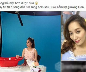Khánh Thi bụng bầu "vượt mặt" vẫn làm việc xuyên đêm
