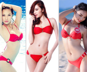 Bikini đỏ nồng nàn “thiêu đốt” ngày hè của mỹ nữ Việt