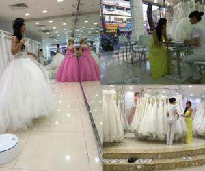 Việt Trinh bị bắt gặp thử váy cưới và bụng to bất thường