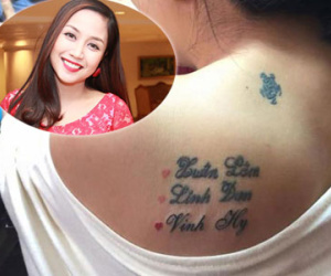 Ốc Thanh Vân xăm tên 3 con lên vai