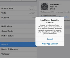 iOS 9 có thể tự xóa ứng dụng nếu không đủ bộ nhớ