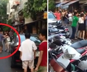 2 người phụ nữ đi ô tô đánh ghen gây náo loạn phố Nhà Hỏa