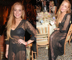 Lindsay Lohan lờ đờ, già nua mặc “đồ ngủ” dự tiệc