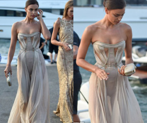 Irina Shayk chèn ép ngực quá đà, ủ rũ dự tiệc tối
