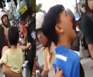 Dân quay clip “tố” CSCĐ đánh người vi phạm chảy máu mũi?