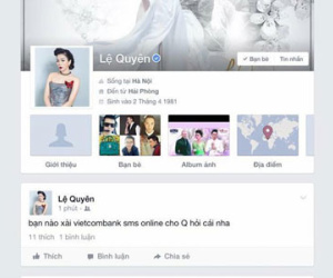 Facebook của Lệ Quyên bị hack để vay mượn tiền