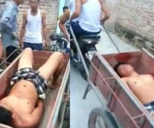 "Chí Phèo thời hiện đại" bị người dân bắt trói, bỏ lên xe kéo đi khắp làng