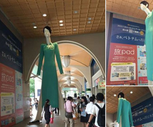 Vì sao cô búp bê mặc áo dài tiếp viên Vietnam Airlines tại Nhật lại có dáng đứng kì lạ?