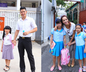 Bình Minh, Thúy Hạnh đưa con đi khai giảng