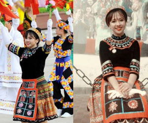 Cô gái trong trang phục dân tộc nổi tiếng sau lễ diễu binh