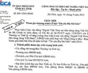 Công văn hỏa tốc yêu cầu lãnh đạo dự hội... bia