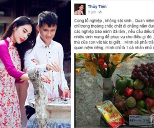 Thủy Tiên bị cho là "đá xéo" đồng nghiệp khi cúng Tổ nghề không giống ai