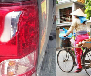 Chị ve chai làm bể đèn ô tô giá 5,3 triệu, tài xế không nhận tiền bồi thường