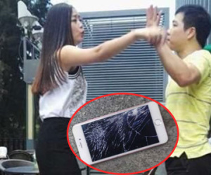 "Hot girl" đập nát Iphone 6S màu hồng chỉ vì giận bạn trai